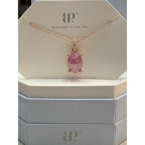 Bomb Party Necklace NK67504 "Quiet on the Lake" Pink Ice Crystal Rose Gold